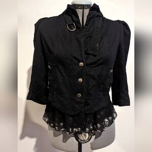 Cropped black skull jacket